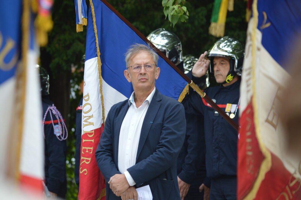 Eric Slangen, addjoint à Bar-sur-Aube, lors de la cérémonie de la Libération de la commune.
