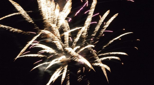 Pour la fête nationale, un feu d'artifice déchire le ciel.
