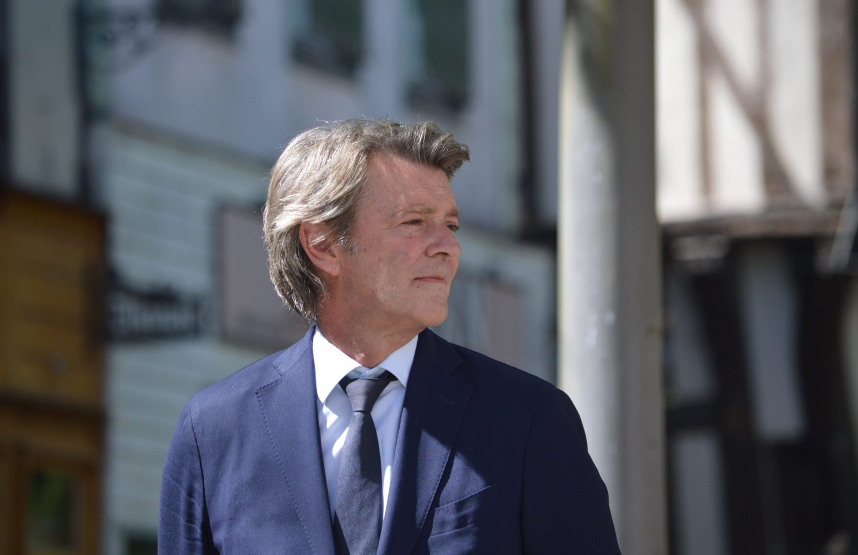 François Baroin, maire de Troyes, à l'inauguration de la statue de l'artiste Jivko, 2026.
